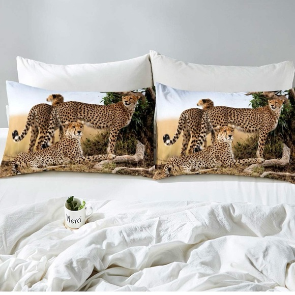 Safari Wildlife Duvet Cover Set Full,Cheetah California King Animal Comforter - Picture 4 of 7
